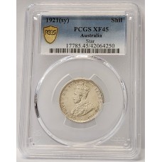 AUSTRALIA 1921 . ONE 1 SHILLING . STAR . PCGS XF45